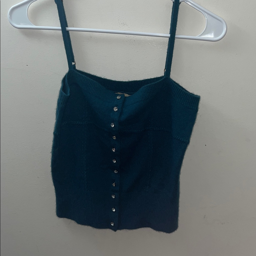 Bnwot!Lamb Teal Cashmere Sweater Tank!Sz M!Fall 2005!Rare!!